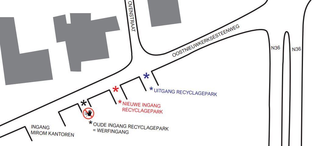 nieuwe ingang recyclagepark Roeselare